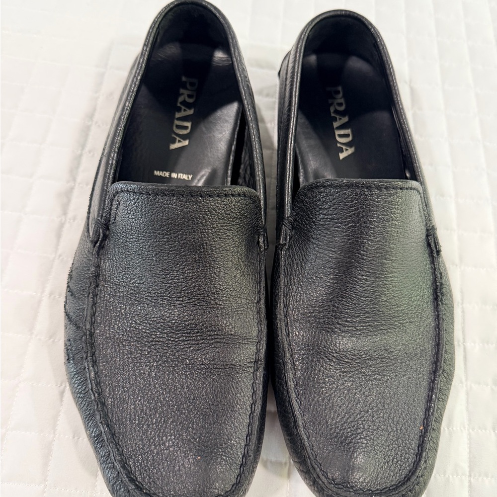 Prada Men's black Leather Slip-Ons size 9